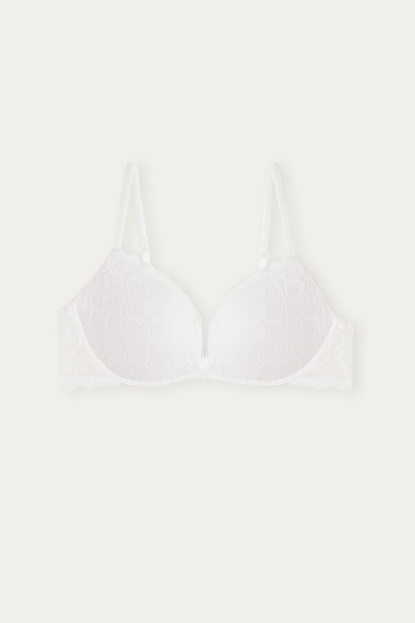 White Intimissimi Gioia Super Push-Up Lace Women Bra | 0683JGCVS