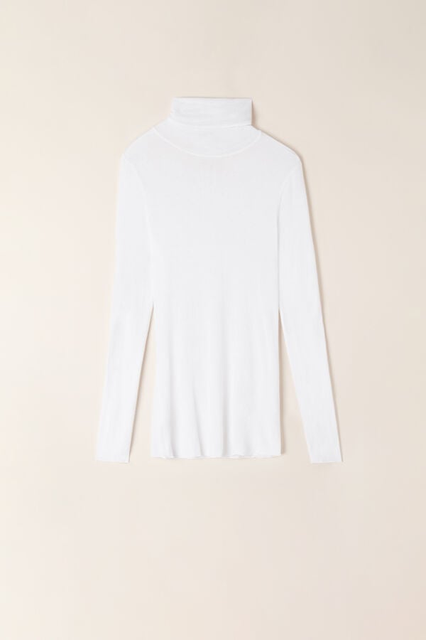 White Intimissimi Modal Cashmere Ultralight High-Neck Women Long Sleeve | 2791JTHSX