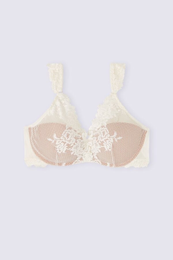 White Intimissimi Pretty Flowers Giorgia Balconette Women Bra | 2395OHGKT