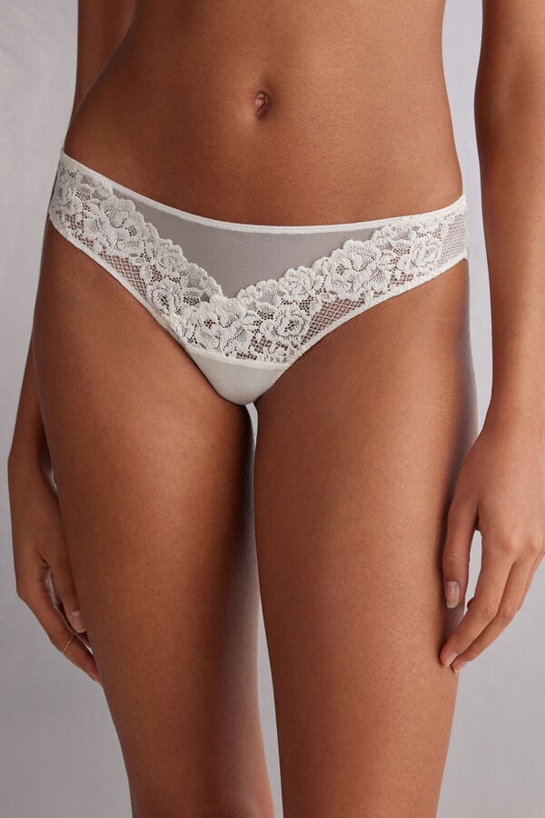 White Intimissimi Pretty Flowerszilian Women Briefs | 8059TJXUA