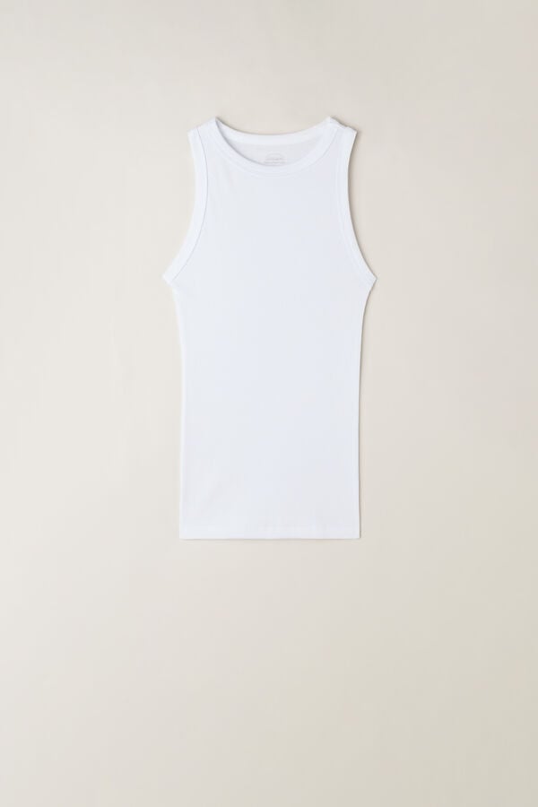 White Intimissimi Ribbed In Supima® Cotton Women Tank Top | 1027UXVZD