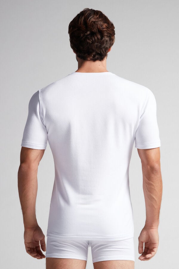 White Intimissimi Short-Sleeve Modal-Cashmere Men T-Shirt | 9852JZWMP