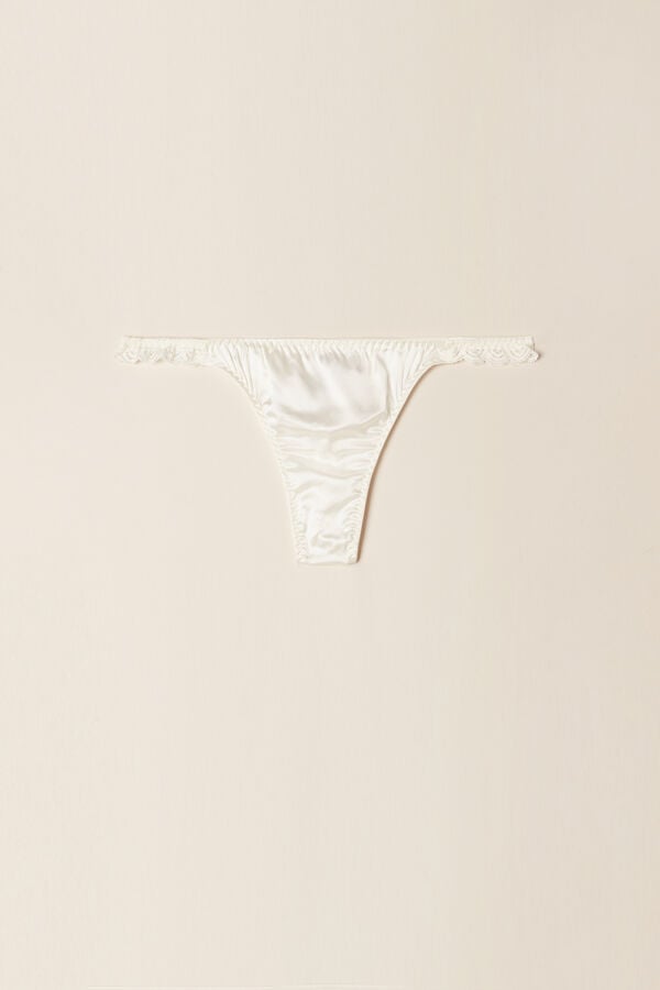 White Intimissimi Silk And Lace G-String Women Thong | 9810PQCBW