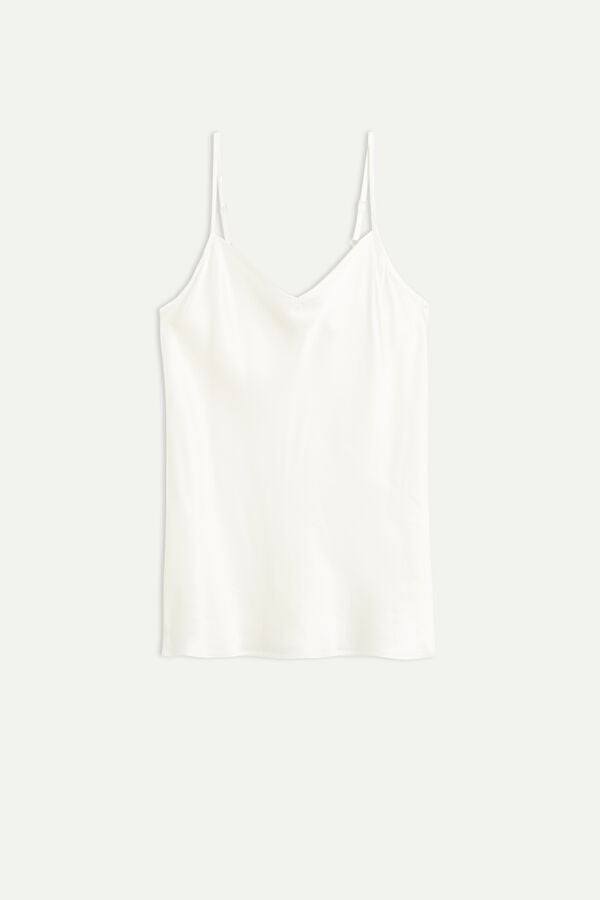 White Intimissimi Silk Satin With V-Neckline Women Tank Top | 9431WJQUS