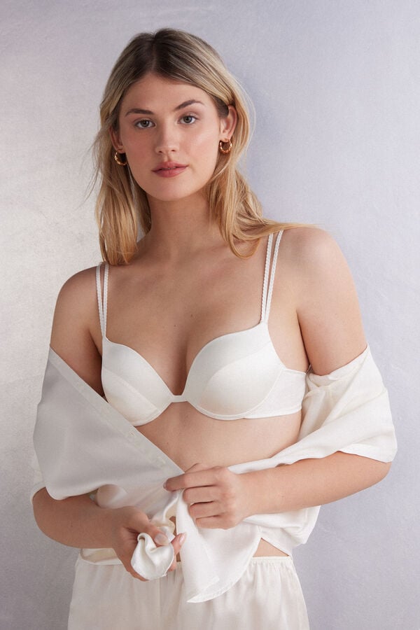 White Intimissimi Simona Super Push-Up Silk Women Bra | 0875WFILK