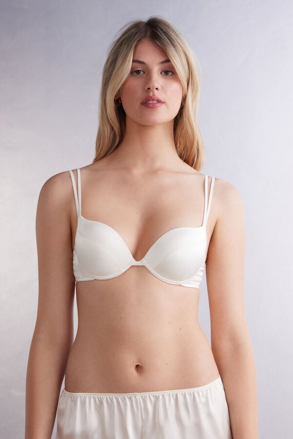 White Intimissimi Simona Super Push-Up Silk Women Bra | 0875WFILK