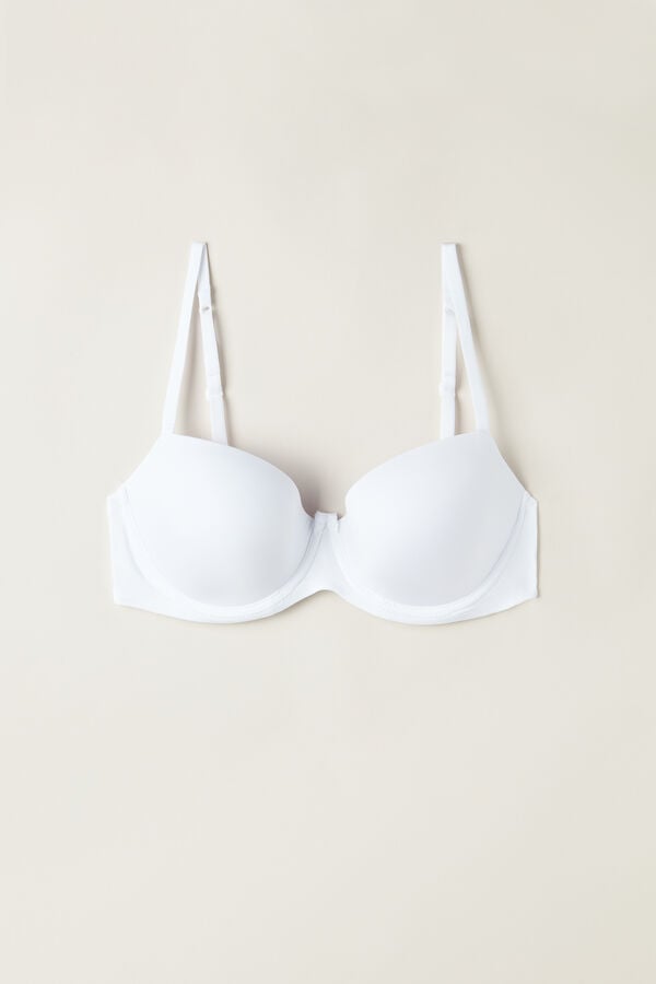 White Intimissimi Sofia Natural Lift Balconette Ultralight Microfiber Women Bra | 0479VBFJC