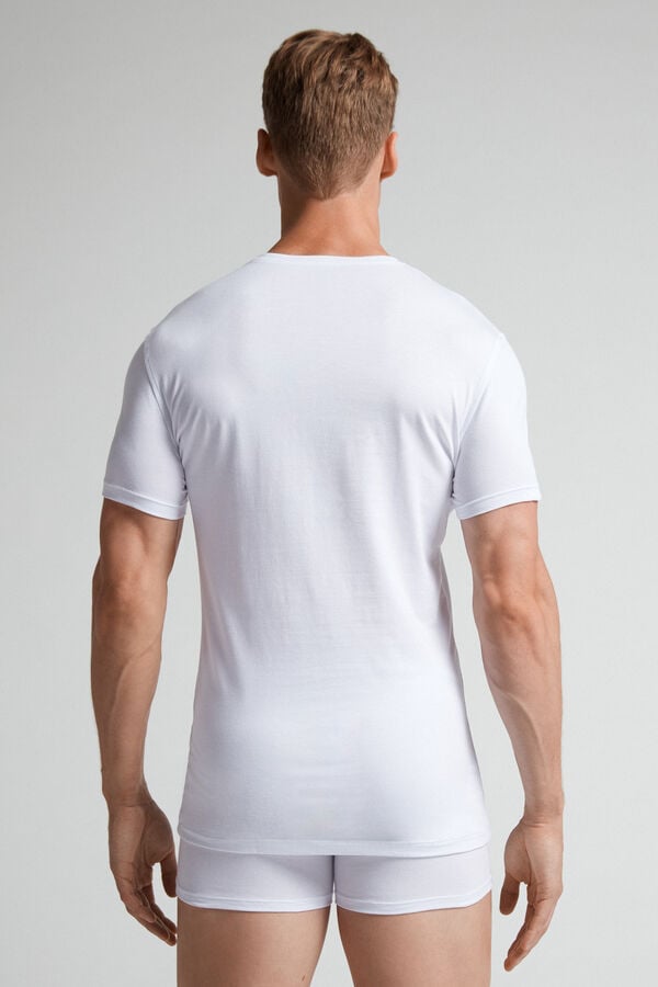 White Intimissimi Stretch Superior Cotton Men T-Shirt | 1437PQGLV