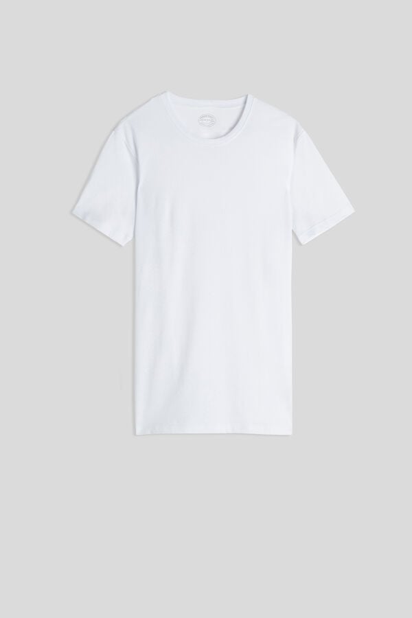 White Intimissimi Stretch Superior Cotton Men T-Shirt | 1437PQGLV