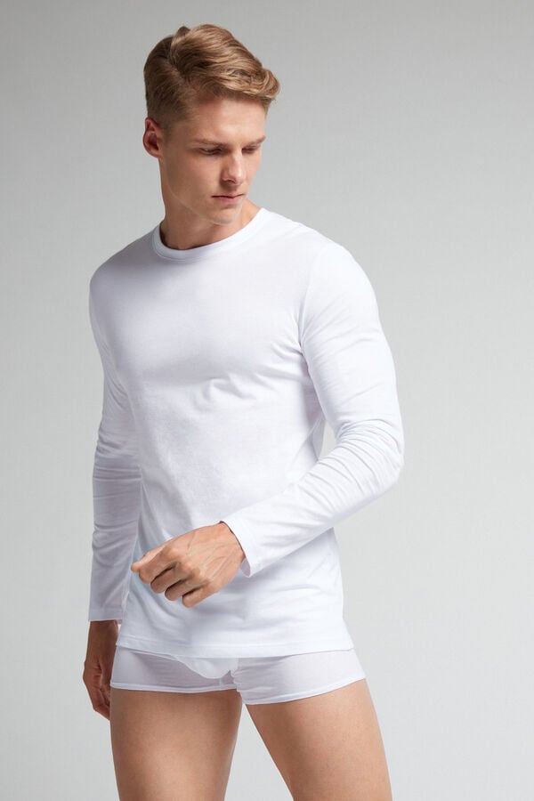 White Intimissimi Superior Cotton Men Long Sleeve | 0149DKOPH