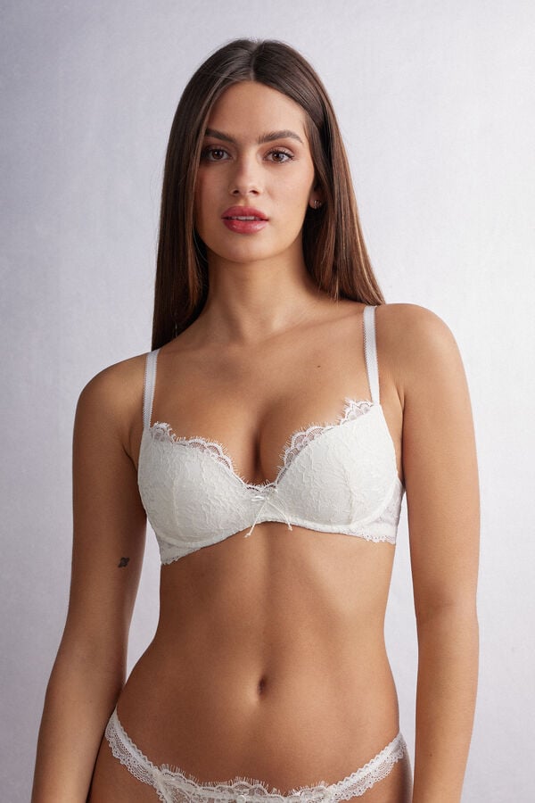 White Intimissimi The Most Romantic Season Gioia Super Push-Up Women Bra | 1425OYVGA