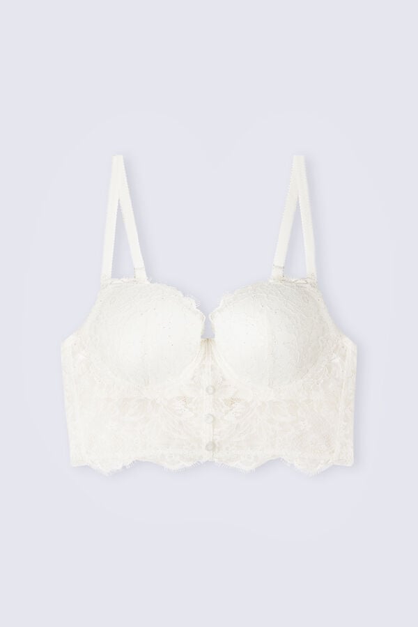 White Intimissimi The Most Romantic Season Sofia Bustier Balconette Women Bra | 8230SEGCF