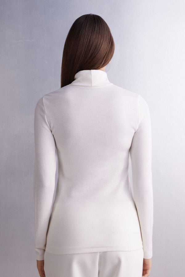 White Intimissimi Wool Cotton High Collar Women Long Sleeve | 3146IMRCD