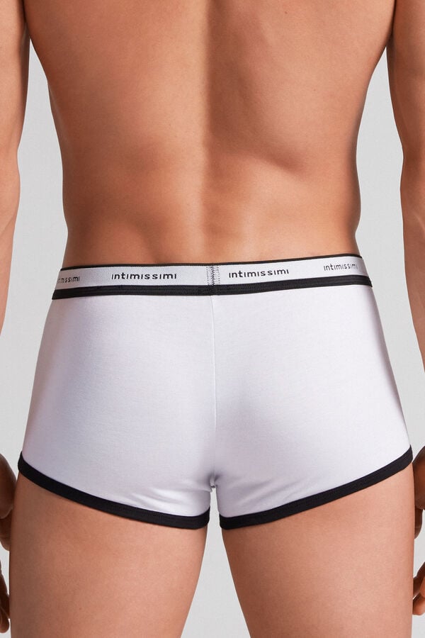 White / Black Intimissimi Superior Cotton With Logo Men Boxer | 5736MDPUL