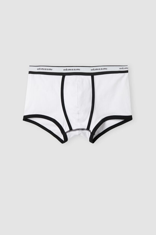 White / Black Intimissimi Superior Cotton With Logo Men Boxer | 5736MDPUL